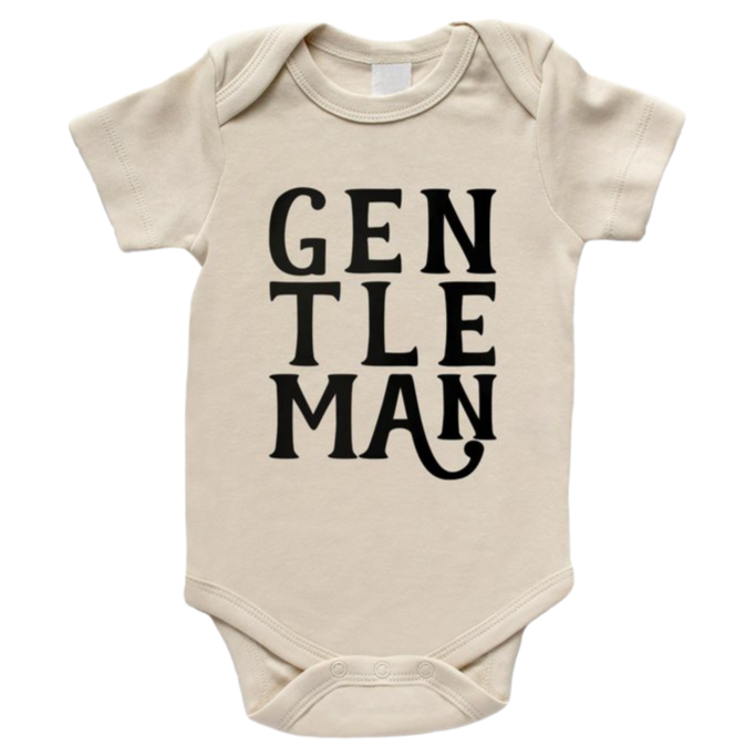 Gentleman - Cream Short Sleeve Bodysuit - HoneyBug 