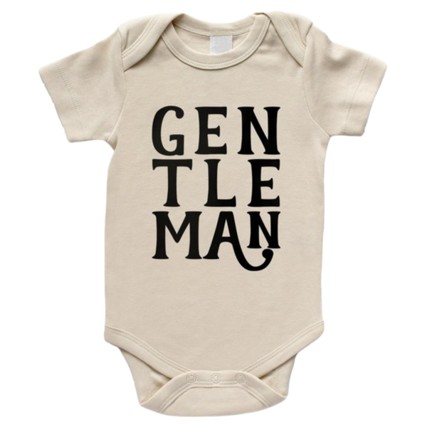 Gentleman - Cream Short Sleeve Bodysuit - HoneyBug 