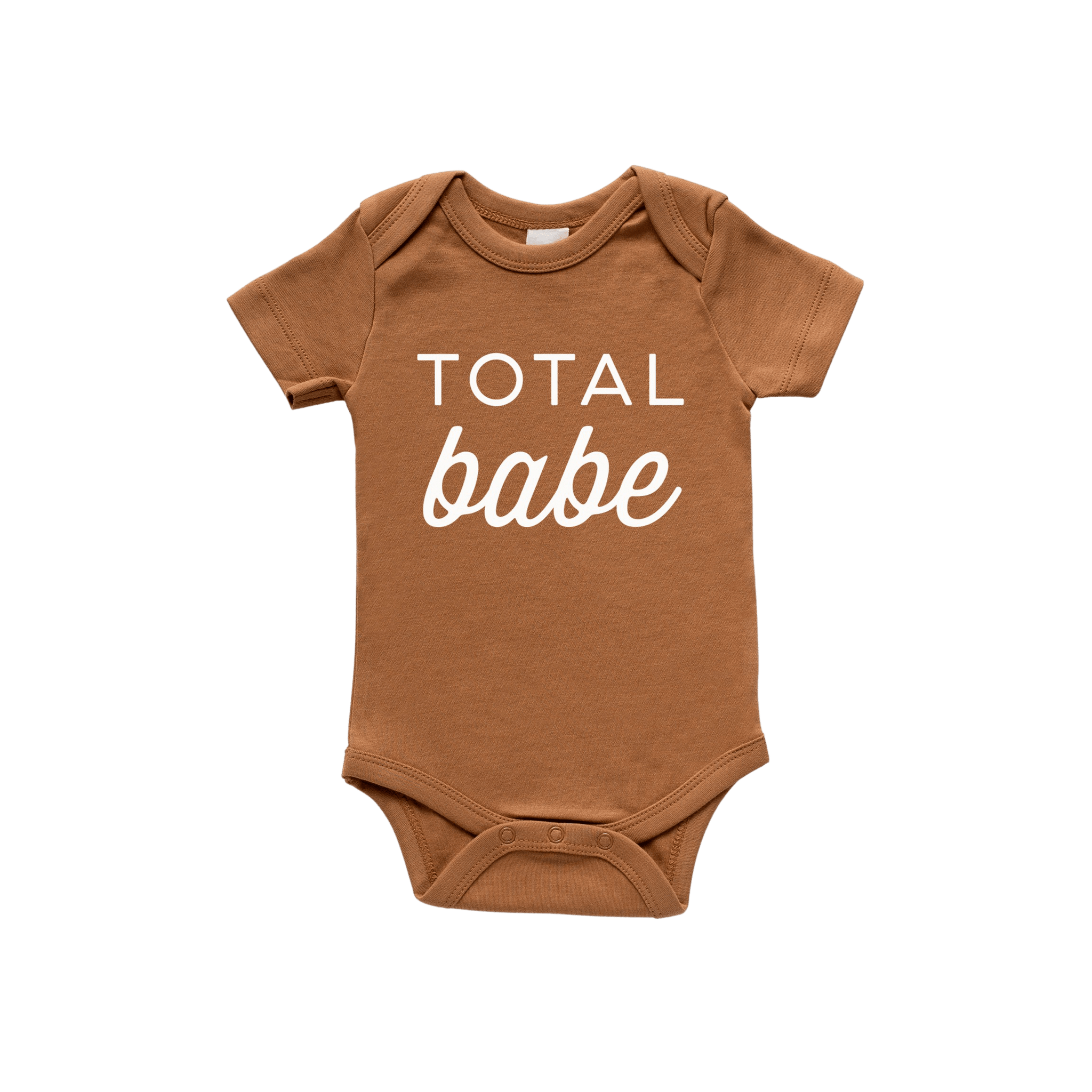 Total Babe Short Sleeve Baby Bodysuit - Camel - HoneyBug 