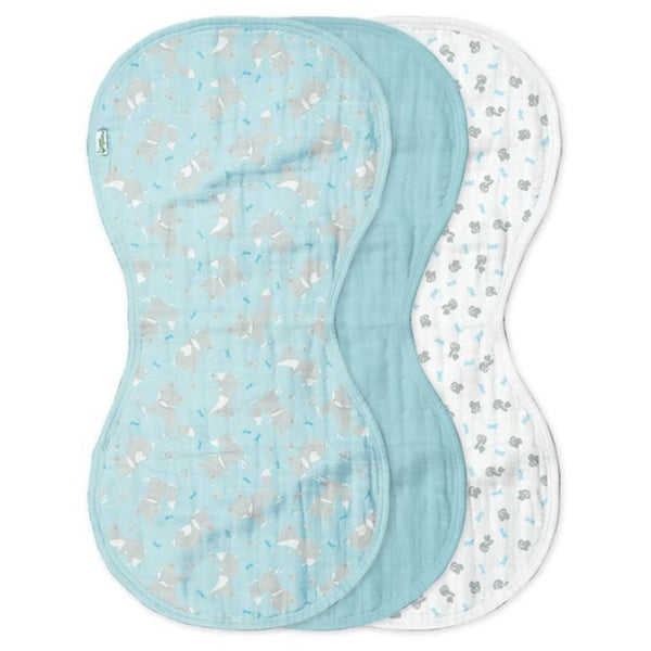 Muslin Burp Cloths - 3 pack - Aqua Fox - HoneyBug 