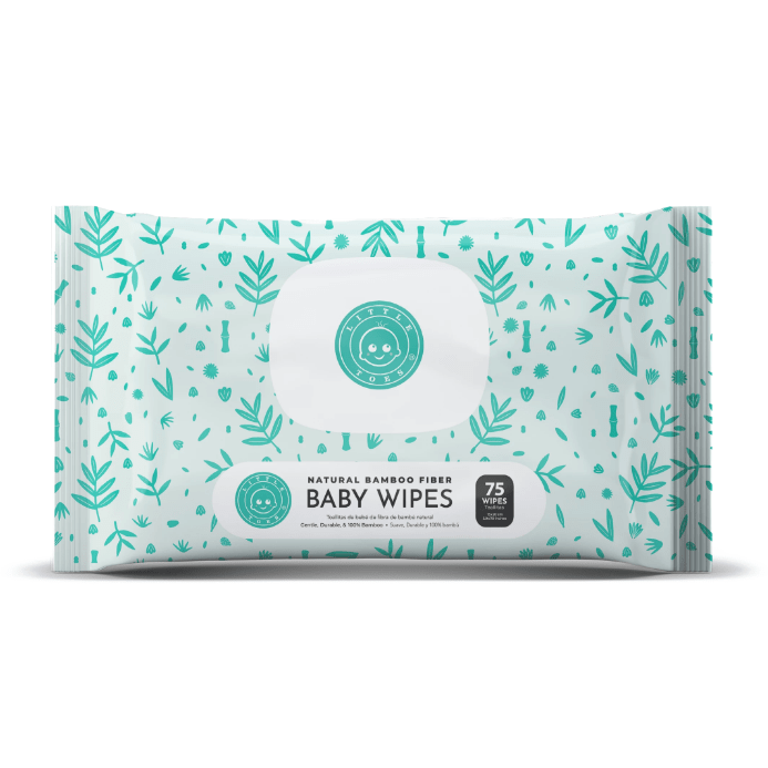 Natural Bamboo Fiber Baby Wipes Pack - 75 Wipes - Green - HoneyBug 