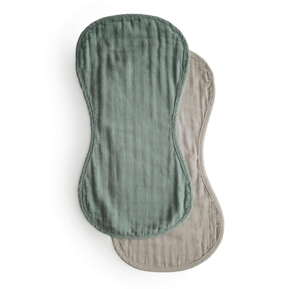 Muslin Burp Cloth Organic Cotton 2-Pack (Roman Green /Fog) - HoneyBug 