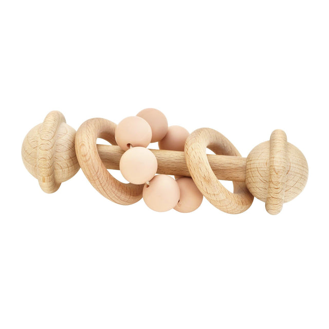 Eco-Friendly Rattle | Organic Beechwood Silicone Toy - Blush - HoneyBug 