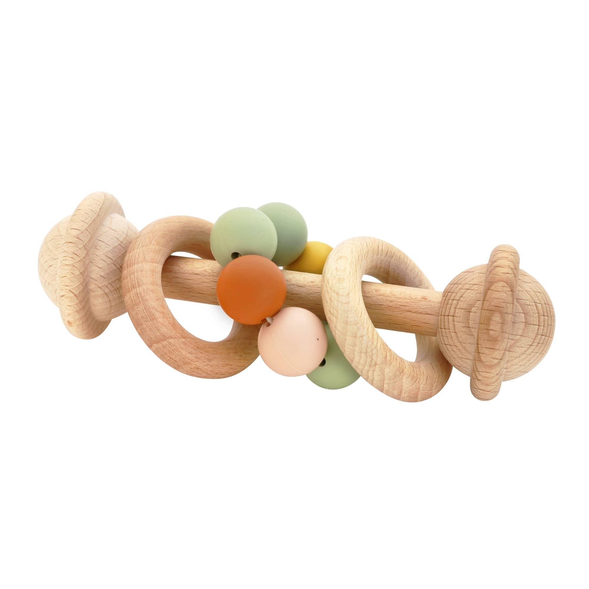 Eco-Friendly Rattle | Organic Beechwood Silicone Toy - Rainbow - HoneyBug 