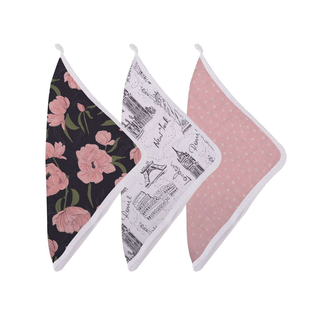 London, Paris, New York Washcloth Set - HoneyBug 