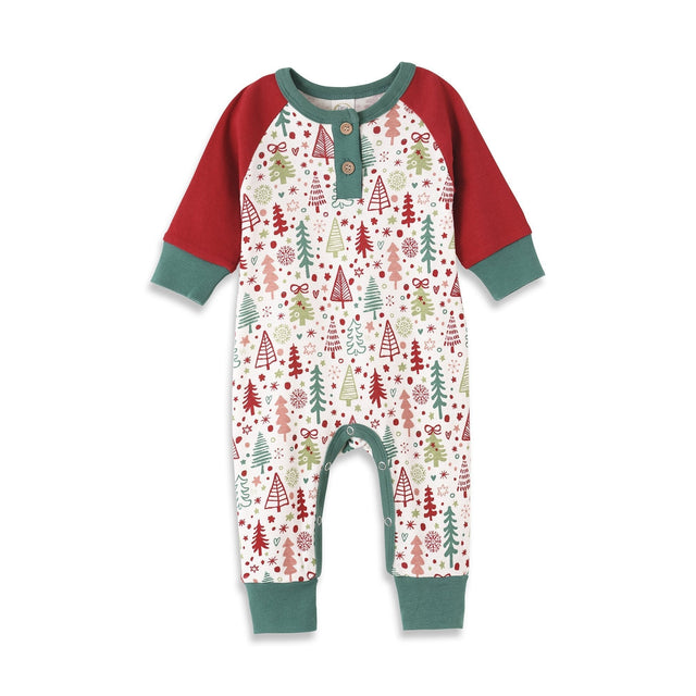 Cozy Christmas Henley Romper - HoneyBug 