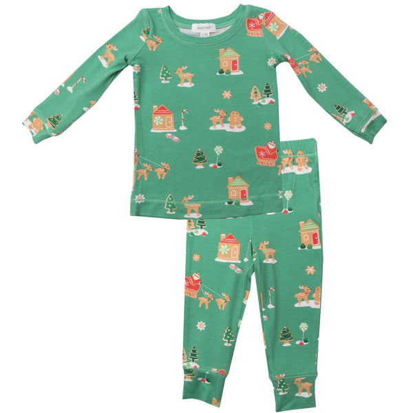 Lounge Wear Set - Gingerbread Sleigh (Green) - HoneyBug 